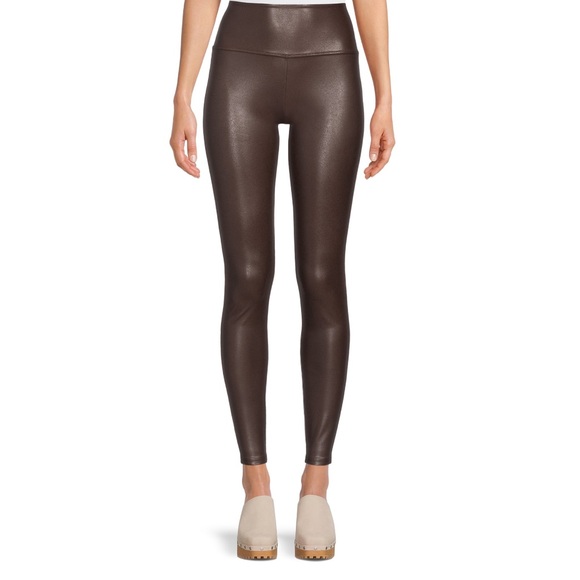 Time and Tru Women's Brown Faux Leather Leggings NWT - Picture 1 of 5